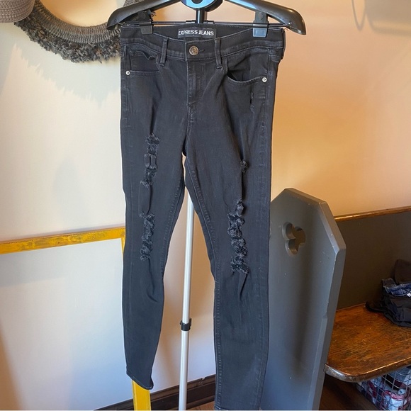 Express Black Distressed Jeans - Picture 1 of 6